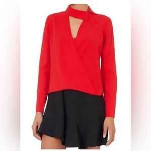 Intermix Red Lilianna LS Blouse NWT